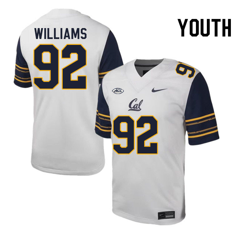 Youth #92 Myles Williams California Golden Bears ACC Conference College Football Jerseys Stitched Sa